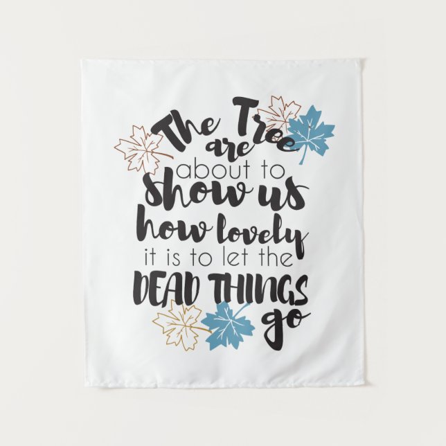 Niedliche Herbstblätter Kunst Zitate Design Wandteppich (Vorderseite)