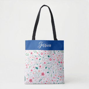 Niedliche Herbstfarben Illustriertes Blumenmuster Tasche