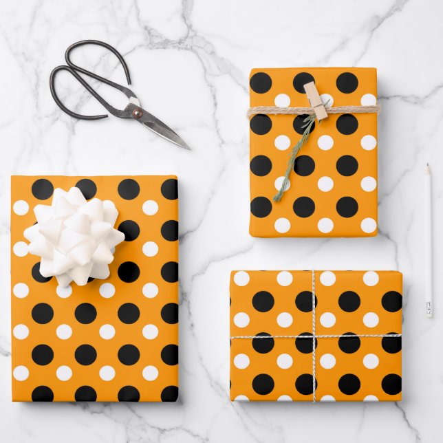 Niedliche Herbstfarben Polka Dots Muster Geschenkpapier Set (Vorderseite)
