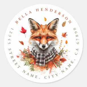 Niedliche Herbstfox-Rundkleber Runder Aufkleber