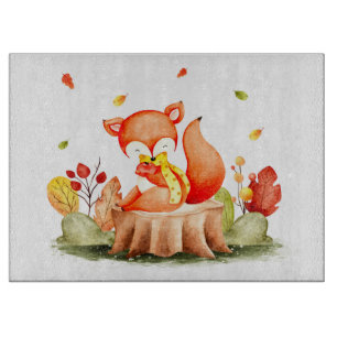 Niedliche Herbstfox-Schneiderschaft Schneidebrett