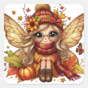 Niedliche Herbstkleber Quadratischer Aufkleber
