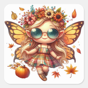 Niedliche Herbstkleber Quadratischer Aufkleber
