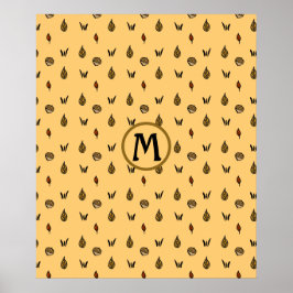 Niedliche Herbstlaub Acorns-Muster für benutzerdef Poster