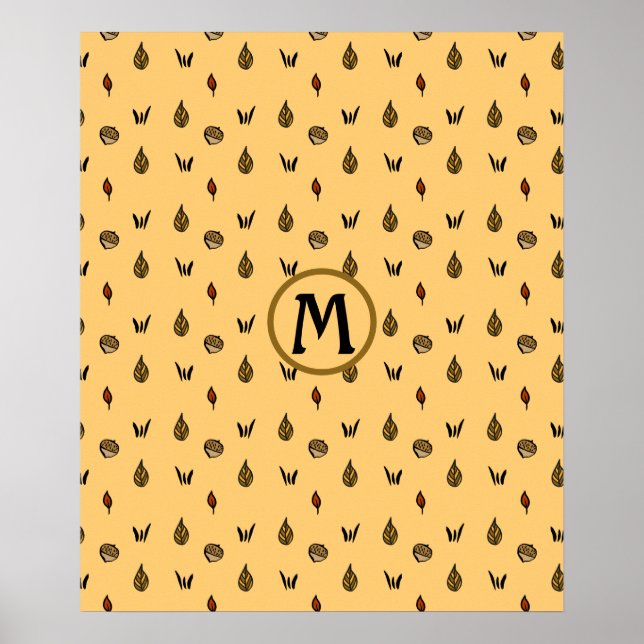 Niedliche Herbstlaub Acorns-Muster für benutzerdef Poster (Vorne)
