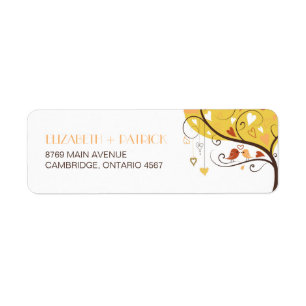 Niedliche Herbstlovebirds Hochzeitrücksendesiegel