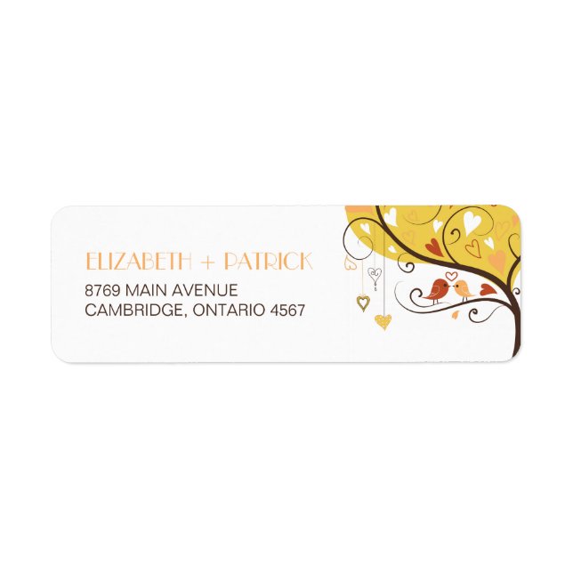 Niedliche Herbstlovebirds Hochzeitrücksendesiegel (Vorne)