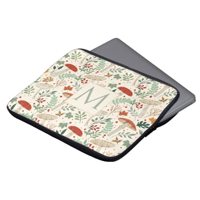 Niedliche Herbstpilze und Blätter Illustration Laptopschutzhülle (Vorne Oben)