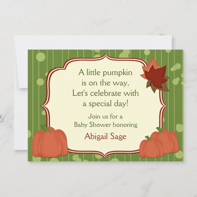 Niedliche Herbstpumpenneutrale Babydusche Einladun Einladung (Vorderseite)