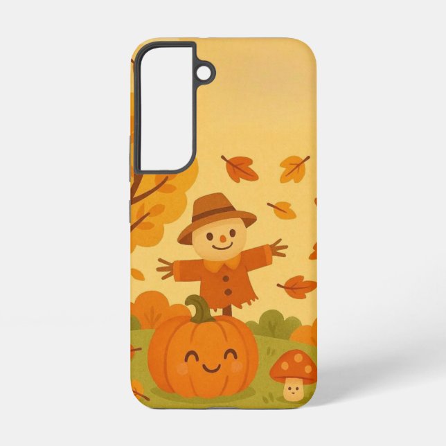 Niedliche Herbstszene mit Kürbis und Eichhörnchen Samsung Galaxy Hülle (Rückseite)
