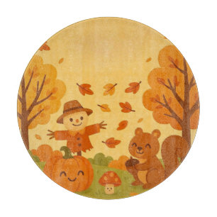 Niedliche Herbstszene mit Kürbis und Eichhörnchen Schneidebrett