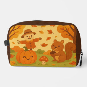 Niedliche Herbstszene mit Kürbis und Eichhörnchen Waschbeutel