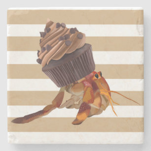 Niedliche Hermit Krabbe mit Schokolade Cupcake Mus Steinuntersetzer
