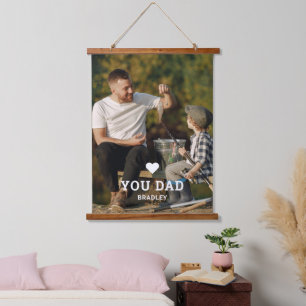 Niedliche HERZ-LIEBE SIE VATER Foto-Namen Wandteppich Mit Holzrahmen