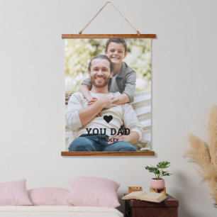 Niedliche HERZ-LIEBE SIE VATER Foto-Namen Wandteppich Mit Holzrahmen