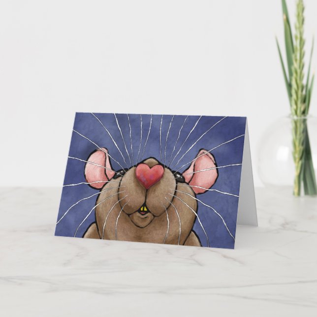 Niedliche Herz-Ratten-Gruß-Karte Karte (Vorderseite)