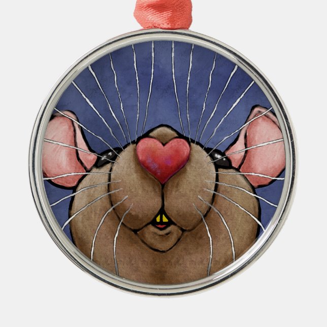 Niedliche Herz-Ratten-Verzierung Ornament Aus Metall (Vorne)