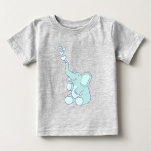 Niedliche Herzblasen Elefantenblau Baby T-shirt