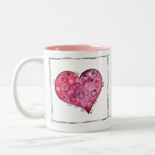 Niedliche Herzdoodle Zweifarbige Tasse