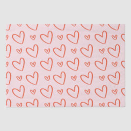 Niedliche Herzdoodles - rosa und rot Seidenpapier