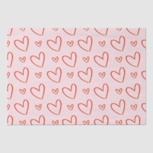 Niedliche Herzdoodles - rosa und rot Seidenpapier