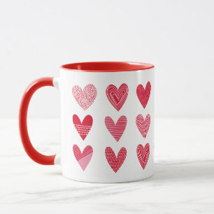 Niedliche Herzen in Rosa und Rot Tasse