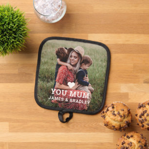 Niedliche HERZEN LIEBE DU Mama Foto Muttertag Topflappen