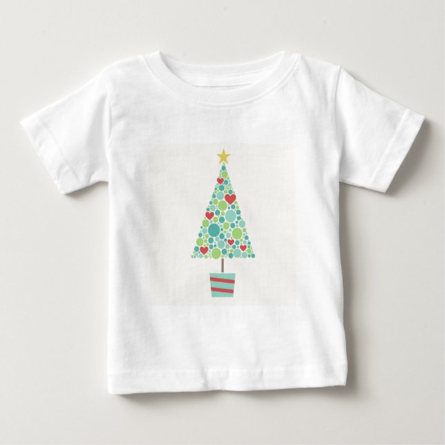 Niedliche Herzen pastellfarbene moderne Weihnachts Baby T-shirt (Vorderseite)