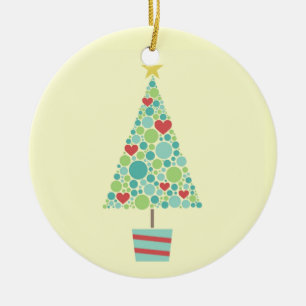 Niedliche Herzen pastellfarbene moderne Weihnachts Keramikornament