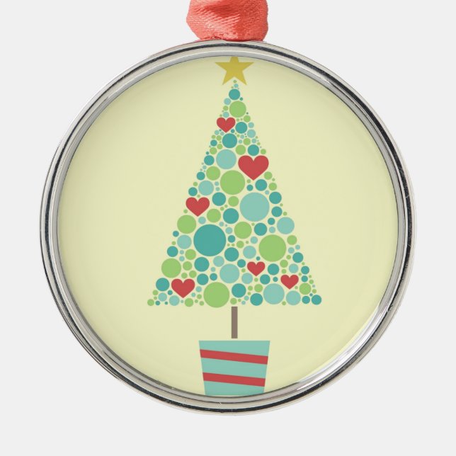 Niedliche Herzen pastellfarbene moderne Weihnachts Silbernes Ornament (Vorne)