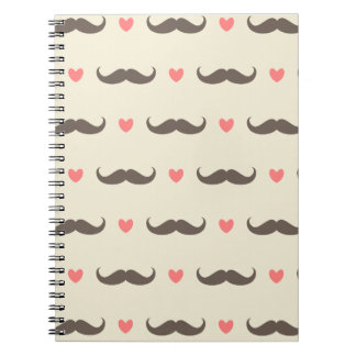 Niedliche Herzen und Schnurrbart-Hipster-Muster Notizblock