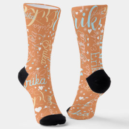 Niedliche Herzen und Sterne mit Namensallover Apri Socken