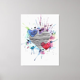Niedliche Herzen und Waschen in Aquarellen Leinwanddruck
