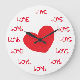 Niedliche Herzklappen in Rot und Weiß LIEBE Große Wanduhr
