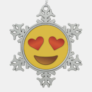 Niedliche herzliche Augen Emoji Schneeflocken Zinn-Ornament