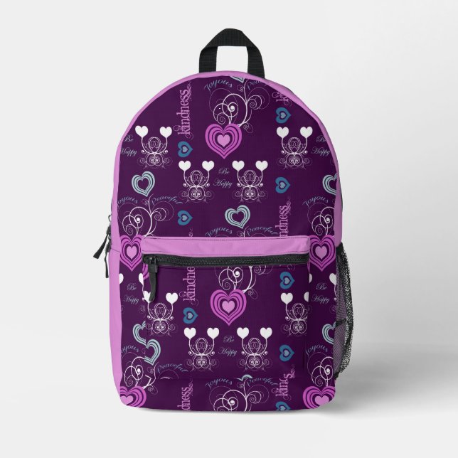Niedliche Herzmuster Bedruckter Rucksack (Vorderseite)