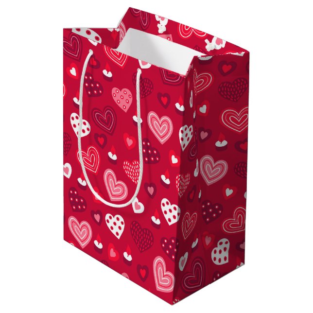 Niedliche Herzmuster Mittlere Geschenktüte (Rückseite Schrägansicht)