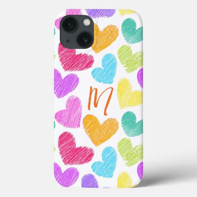 Niedliche Herzpastel Valentine Liebe Monogramm Case-Mate iPhone Hülle (Rückseite)