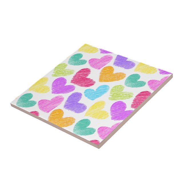 Niedliche Herzpastel Valentine Liebe Muster Fliese (Seite)
