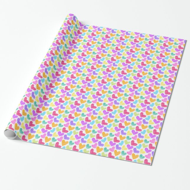 Niedliche Herzpastel Valentine Liebe Muster Geschenkpapier (Ungerollt)