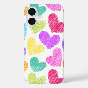 Niedliche Herzpastel Valentine Liebe Muster iPhone 16 Hülle