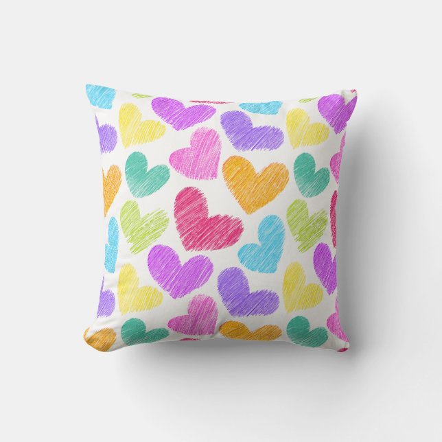Niedliche Herzpastel Valentine Liebe Muster Kissen (Vorderseite)