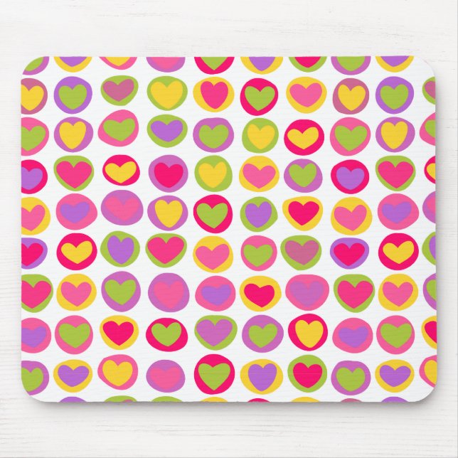 Niedliche Herzpastel Valentine Liebe Muster Mousepad (Vorne)