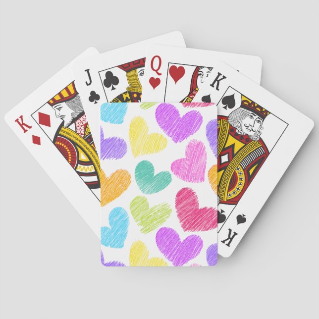 Niedliche Herzpastel Valentine Liebe Muster Spielkarten (Rückseite)