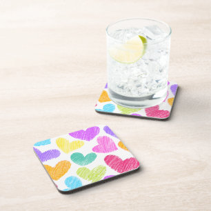 Niedliche Herzpastel Valentine Liebe Muster Untersetzer