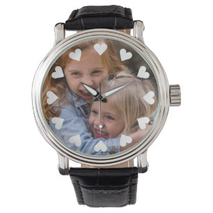 Niedliche Herzzahlen für Fotovorlagen Einfach Chic Armbanduhr