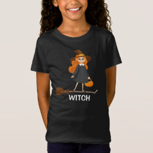 Niedliche Hexe auf Broom Cartoon Sonnenschule Hall T-Shirt