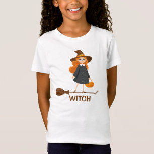 Niedliche Hexe auf Broom Cartoon Sonnenschule Hall T-Shirt