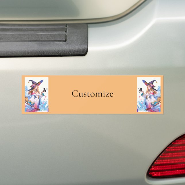 Niedliche Hexe, die die schwarze Katze hält, Thund Autoaufkleber (Auf Auto)