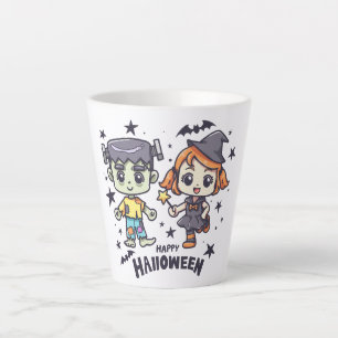 Niedliche Hexe Girl and Mischievous Zombie Boy Milchtasse